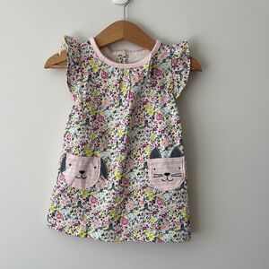 GAP Pink and Yellow A-line Casual Dress with Flutter Sleeves